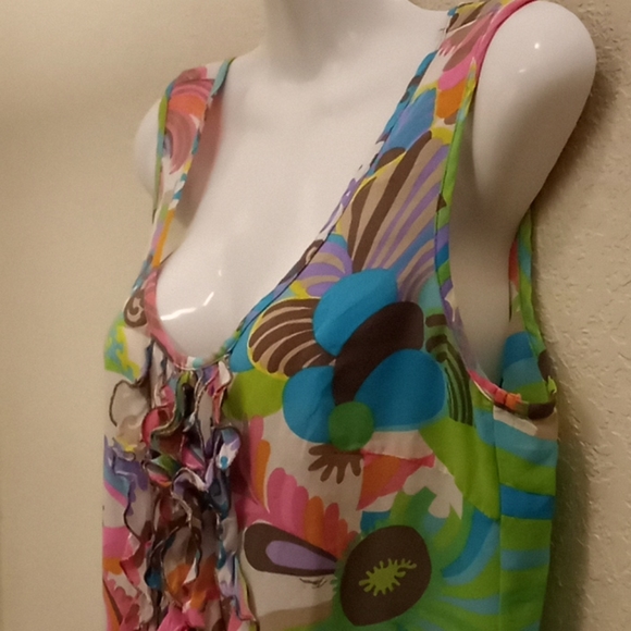 Trina Turk Printed Ruffled Silk Top - Picture 3 of 15